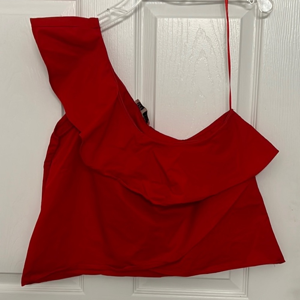 Zara Red One-Shoulder Top